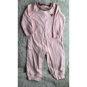 Primary Pink One Piece Girls Rainbow Trim Embroidered Heart Size 12 18 Months